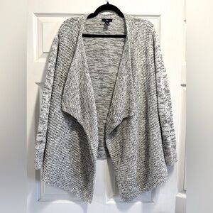 GAP Women’s Open Front Waterfall Cardigan Heather Grey Knit 100% Cotton Size XL